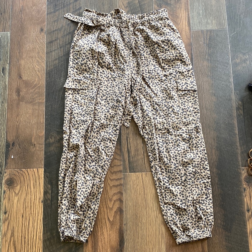 Aerie Leopard Print Tie Cargo Pants